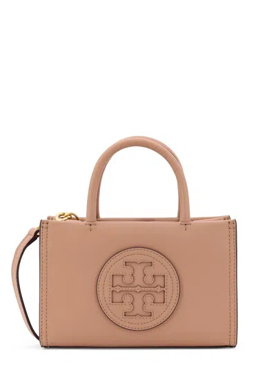 Tory Burch Handbag With Embossed Logo On The Front In Beige