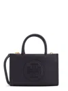 Tory Burch Handbag With Embossed Logo On The Front In Black