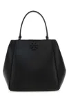 Tory Burch Black Bucket Bag With Tonal Logo In Leather Woman In Black