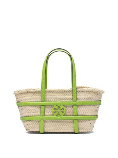 Tory Burch Small Ella Straw Basket Bag In Green