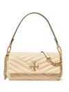 Tory Burch Quilted Logo-plaque Shoulder Bag In Neutrals