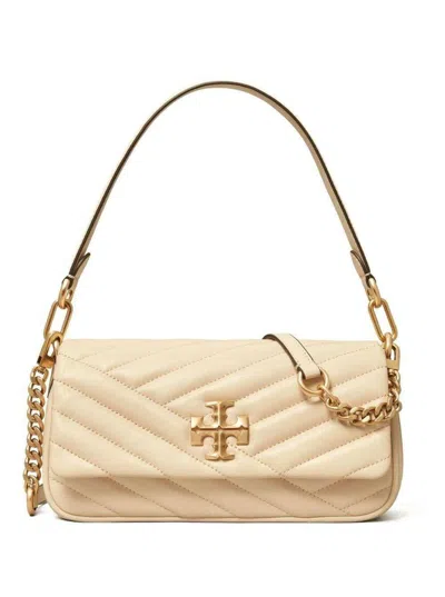Tory Burch Quilted Logo-plaque Shoulder Bag In Neutrals