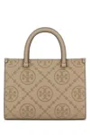 Tory Burch T Monogram Embossed Square Tote Bag In Beige O Tan