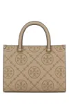 Tory Burch T Monogram Embossed Square Tote Bag In Beige O Tan