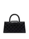 Tory Burch Quilted Rectangular Cross-body Bag With Top Handle In Black