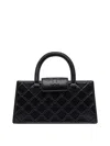 Tory Burch Quilted Rectangular Cross-body Bag With Top Handle In Black