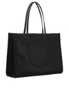 Tory Burch Spacious Black Tote With Embossed Logo And Sturdy Handles In Black