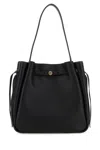 Tory Burch Black Leather Large Romy Bucket Bag In Black