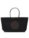 Tory Burch Ella Twisted Black Tote Bag With Logo On The Front In Ecoleather Woman In Black