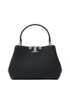 Tory Burch Eleanor Pebbled Leather Satchel Shoulder Bag In Black