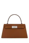 Tory Burch Mini Lee Radziwill Leather Top-handle Handbag In Brown