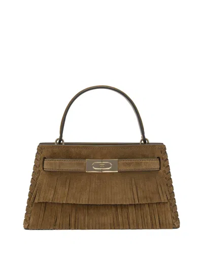 Tory Burch Suede Cross-body Bag Fringe Detail In Brown