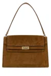 Tory Burch Camel Suede Large Lee Radziwill Shoulder Bag In Brown
