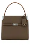 Tory Burch Double Lee Radziwill Leather Handbag In Brown