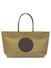 Tory Burch Ella Twist Nylon Shoulder Bag With Maxi Logo Patch On The Front In Green