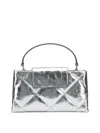Tory Burch Kira Diamond Quilt Metallic Leather Handbag In Gray
