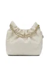 Tory Burch Mini Fleming Soft Distressed Drawstring Bag In White