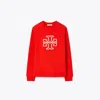 Tory Burch Heavy French Terry Logo Crewneck In Multi