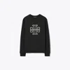Tory Burch Heavy French Terry Logo Crewneck In Black
