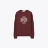 Tory Burch Heavy French Terry Logo Crewneck In Gold