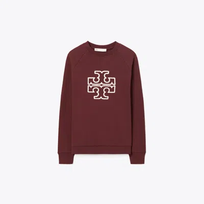 Tory Burch Heavy French Terry Logo Crewneck In Gold