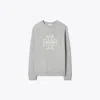 Tory Burch Heavy French Terry Logo Crewneck In Gray