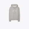 Tory Burch Heavy French Terry Logo Hoodie In Gray