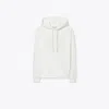 Tory Burch Heavy French Terry Logo Hoodie In White