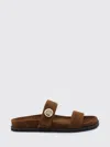Tory Burch Romy Brown Sandals With Logo Plaque On The Front In Suede Woman In Brown