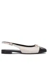 Tory Burch Ivory Leather Cap-toe Ballerinas In Neutral