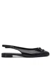 Tory Burch Bow Detail Round Toe Slingback Ballerina Shoes In Black