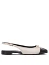 Tory Burch Ivory Leather Cap-toe Ballerinas In Neutral