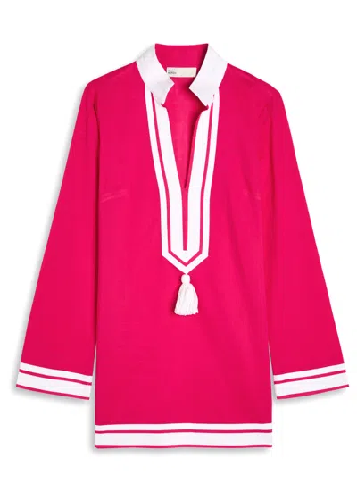 TORY BURCH TORY BURCH HERRINGBONE-TRIMMED COTTON TUNIC