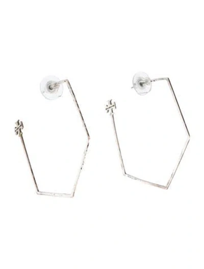 Pre-owned Tory Burch Hexagon Reva Hoop Earrings In Multi