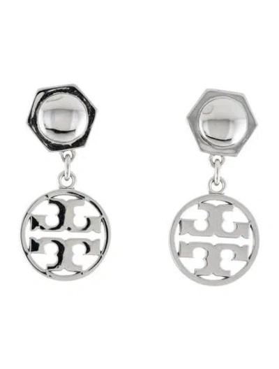 Pre-owned Tory Burch Hexagonal Logo Circle Drop Earrings In Multi