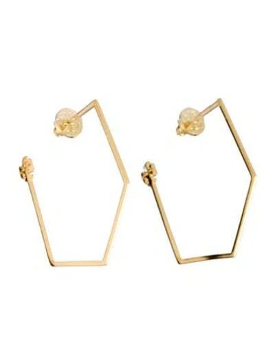Pre-owned Tory Burch Hexagonal Reva Hoop Earrings In Multi