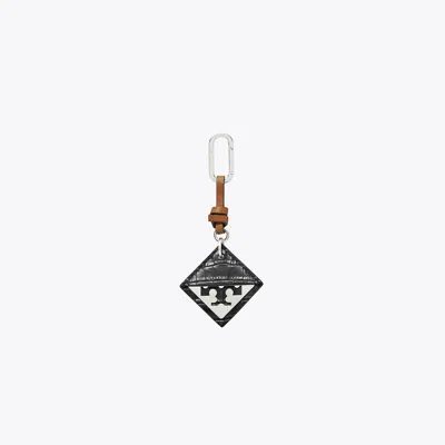 Tory Burch Hidden Logo Croc-embossed Key Charm In Black