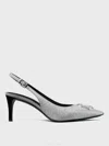 Tory Burch Women's Eleanor Pave Pointed Toe Slingback Pumps In Silver