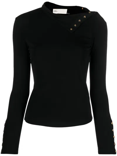 Tory Burch High-neck Jersey Top In Schwarz