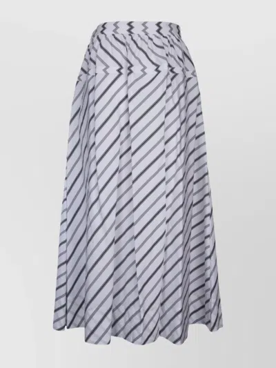 Tory Burch High Waist A-line Striped Pleated Skirt In Blue