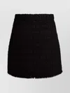Tory Burch High Waist Wool Blend Miniskirt With Fringed Hem