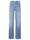 Tory Burch High-waisted Straight-leg Denim With Contrasting Stitching In Blue