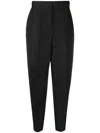 Tory Burch High Waist Wool Twill Trousers With Pleats In Schwarz