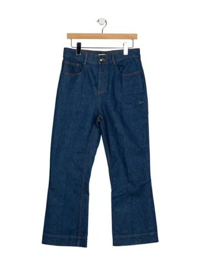 Pre-owned Tory Burch High-rise Flared Jeans In Blue