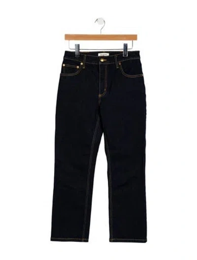 Pre-owned Tory Burch High-rise Straight Leg Jeans In Blue