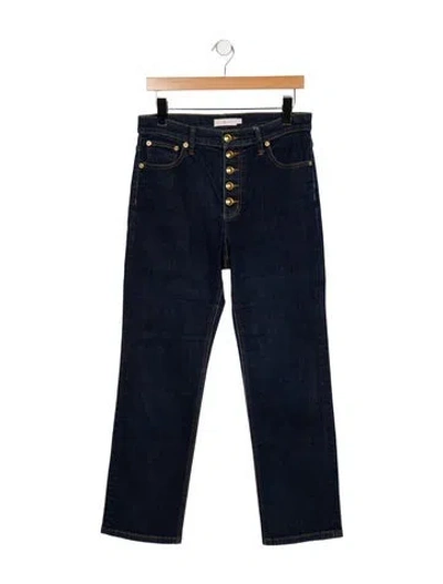 Pre-owned Tory Burch High-rise Straight Leg Jeans In Blue