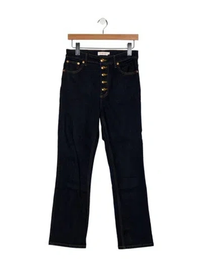 Pre-owned Tory Burch High-rise Straight Leg Jeans In Blue
