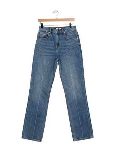 Pre-owned Tory Burch High-rise Straight Leg Jeans In Blue