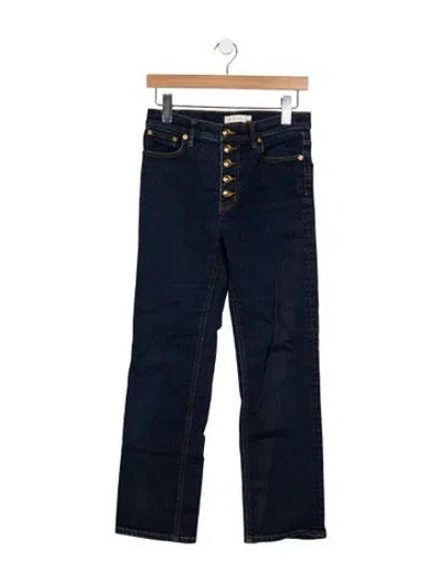 Pre-owned Tory Burch High-rise Straight Leg Jeans In Blue