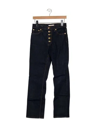 Pre-owned Tory Burch High-rise Straight Leg Jeans In Blue